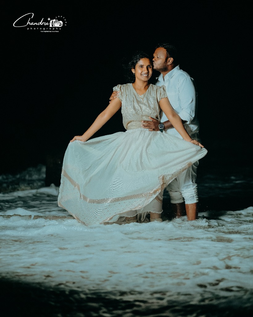Midnight Ocean Shoreline Couple Shoot - Chandru Capture Photography